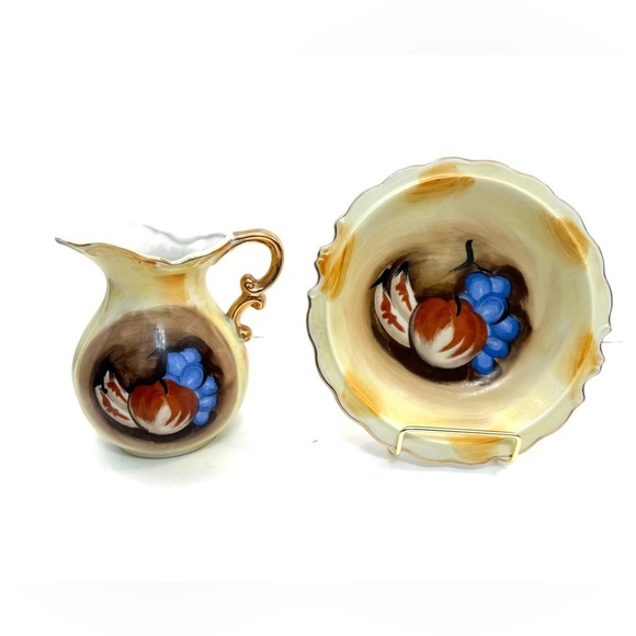 VTG 1960’s Artmark Small Fruit Pitcher & Bowl Wash Basin Set Made In Japan - Picture 2 of 10